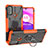 Custodia Silicone e Plastica Opaca Cover con Magnetico Anello Supporto S02 per Motorola Moto E20 Arancione
