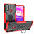 Custodia Silicone e Plastica Opaca Cover con Magnetico Anello Supporto S02 per Motorola Moto E30 Rosso