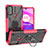 Custodia Silicone e Plastica Opaca Cover con Magnetico Anello Supporto S02 per Motorola Moto E40 Rosa Caldo