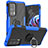 Custodia Silicone e Plastica Opaca Cover con Magnetico Anello Supporto S02 per Motorola Moto Edge 20 Pro 5G Blu