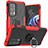 Custodia Silicone e Plastica Opaca Cover con Magnetico Anello Supporto S02 per Motorola Moto Edge 20 Pro 5G Rosso