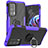 Custodia Silicone e Plastica Opaca Cover con Magnetico Anello Supporto S02 per Motorola Moto Edge 20 Pro 5G Viola