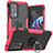 Custodia Silicone e Plastica Opaca Cover con Magnetico Anello Supporto S02 per Motorola Moto Edge S Pro 5G Rosa Caldo