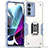 Custodia Silicone e Plastica Opaca Cover con Magnetico Anello Supporto S02 per Motorola Moto Edge S30 5G Bianco