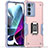 Custodia Silicone e Plastica Opaca Cover con Magnetico Anello Supporto S02 per Motorola Moto Edge S30 5G Rosa