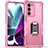 Custodia Silicone e Plastica Opaca Cover con Magnetico Anello Supporto S02 per Motorola Moto Edge S30 5G Rosa Caldo