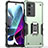 Custodia Silicone e Plastica Opaca Cover con Magnetico Anello Supporto S02 per Motorola Moto Edge S30 5G Verde