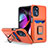 Custodia Silicone e Plastica Opaca Cover con Magnetico Anello Supporto S02 per Motorola Moto G 5G (2022) Arancione