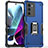 Custodia Silicone e Plastica Opaca Cover con Magnetico Anello Supporto S02 per Motorola Moto G200 5G Blu