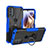 Custodia Silicone e Plastica Opaca Cover con Magnetico Anello Supporto S02 per Motorola Moto G31 Blu