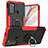Custodia Silicone e Plastica Opaca Cover con Magnetico Anello Supporto S02 per Motorola Moto G40 Fusion Rosso