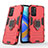 Custodia Silicone e Plastica Opaca Cover con Magnetico Anello Supporto S02 per Oppo A76 Rosso