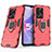 Custodia Silicone e Plastica Opaca Cover con Magnetico Anello Supporto S02 per Oppo A78 5G Rosso