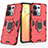 Custodia Silicone e Plastica Opaca Cover con Magnetico Anello Supporto S02 per Oppo Reno8 Pro 5G Rosso
