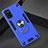Custodia Silicone e Plastica Opaca Cover con Magnetico Anello Supporto S02 per Samsung Galaxy A41 Cielo Blu