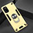 Custodia Silicone e Plastica Opaca Cover con Magnetico Anello Supporto S02 per Samsung Galaxy A41 Oro