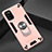 Custodia Silicone e Plastica Opaca Cover con Magnetico Anello Supporto S02 per Samsung Galaxy A41 Oro Rosa