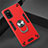 Custodia Silicone e Plastica Opaca Cover con Magnetico Anello Supporto S02 per Samsung Galaxy A41 Rosso