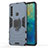 Custodia Silicone e Plastica Opaca Cover con Magnetico Anello Supporto S02 per Samsung Galaxy A9s Blu