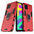 Custodia Silicone e Plastica Opaca Cover con Magnetico Anello Supporto S02 per Samsung Galaxy F22 4G Rosso