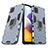 Custodia Silicone e Plastica Opaca Cover con Magnetico Anello Supporto S02 per Samsung Galaxy F42 5G Blu