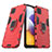 Custodia Silicone e Plastica Opaca Cover con Magnetico Anello Supporto S02 per Samsung Galaxy F42 5G Rosso