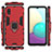 Custodia Silicone e Plastica Opaca Cover con Magnetico Anello Supporto S02 per Samsung Galaxy M02