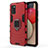 Custodia Silicone e Plastica Opaca Cover con Magnetico Anello Supporto S02 per Samsung Galaxy M02s Rosso