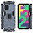 Custodia Silicone e Plastica Opaca Cover con Magnetico Anello Supporto S02 per Samsung Galaxy M22 4G