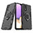 Custodia Silicone e Plastica Opaca Cover con Magnetico Anello Supporto S02 per Samsung Galaxy M32 5G Nero