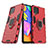 Custodia Silicone e Plastica Opaca Cover con Magnetico Anello Supporto S02 per Samsung Galaxy M62 4G Rosso