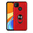 Custodia Silicone e Plastica Opaca Cover con Magnetico Anello Supporto S02 per Xiaomi Redmi 9C NFC Rosso