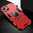 Custodia Silicone e Plastica Opaca Cover con Magnetico Anello Supporto S03 per Apple iPhone 13 Mini Rosso
