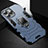 Custodia Silicone e Plastica Opaca Cover con Magnetico Anello Supporto S03 per Apple iPhone 14 Pro