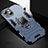 Custodia Silicone e Plastica Opaca Cover con Magnetico Anello Supporto S03 per Apple iPhone 15