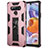 Custodia Silicone e Plastica Opaca Cover con Magnetico Anello Supporto S03 per LG Stylo 6 Oro Rosa
