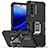 Custodia Silicone e Plastica Opaca Cover con Magnetico Anello Supporto S03 per Motorola Moto G71s 5G Nero
