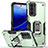 Custodia Silicone e Plastica Opaca Cover con Magnetico Anello Supporto S03 per Motorola Moto G71s 5G Verde