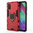 Custodia Silicone e Plastica Opaca Cover con Magnetico Anello Supporto S03 per Samsung Galaxy A41 Rosso