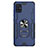 Custodia Silicone e Plastica Opaca Cover con Magnetico Anello Supporto S03 per Samsung Galaxy A51 5G Blu