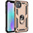 Custodia Silicone e Plastica Opaca Cover con Magnetico Anello Supporto S04 per Apple iPhone 11