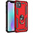 Custodia Silicone e Plastica Opaca Cover con Magnetico Anello Supporto S04 per Apple iPhone 11 Rosso