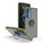 Custodia Silicone e Plastica Opaca Cover con Magnetico Anello Supporto S04 per Motorola Moto Edge 20 Pro 5G Verde