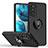Custodia Silicone e Plastica Opaca Cover con Magnetico Anello Supporto S04 per Motorola Moto Edge (2022) 5G Nero