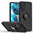 Custodia Silicone e Plastica Opaca Cover con Magnetico Anello Supporto S04 per Motorola Moto Edge (2022) 5G Rosso e Nero
