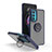 Custodia Silicone e Plastica Opaca Cover con Magnetico Anello Supporto S04 per Motorola Moto Edge Lite 5G Blu