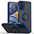 Custodia Silicone e Plastica Opaca Cover con Magnetico Anello Supporto S04 per Motorola Moto G22 Blu