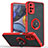 Custodia Silicone e Plastica Opaca Cover con Magnetico Anello Supporto S04 per Motorola Moto G22 Rosso