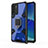 Custodia Silicone e Plastica Opaca Cover con Magnetico Anello Supporto S04 per Oppo Reno6 Z 5G Blu