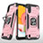 Custodia Silicone e Plastica Opaca Cover con Magnetico Anello Supporto S04 per Samsung Galaxy A01 SM-A015 Oro Rosa
